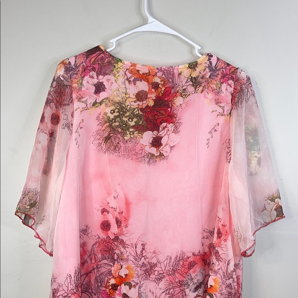 Christopher & Banks Pink Floral Handkerchief Hem Blouse XXL #298 - Picture 5 of 13